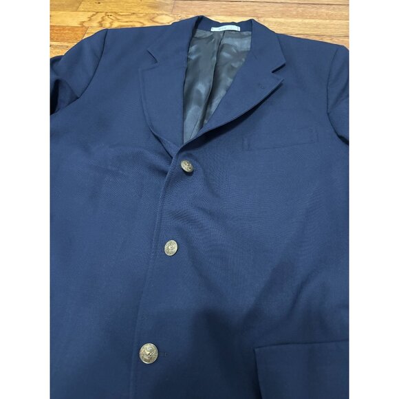 Vintage Orvis Mens Blazer Jacket Size 44L Navy Blue Wool 3 Roll 2 Gold Button - Picture 4 of 11
